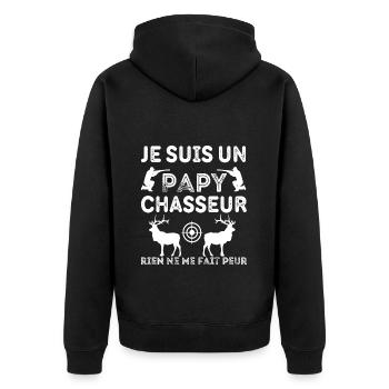 Papy chasseur humour chasse cadeau grand-père - Veste à capuche bio Premium Unisexe - noir - Dos - Nico (187cm)