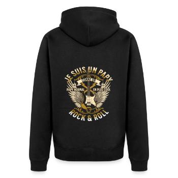 Papy rock'n'roll humour grand-père guitariste - Veste à capuche bio Premium Unisexe - noir - Dos - Nico (187cm)