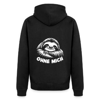 Faultier jetzt nur keinen Stress lustiger Spruch - Unisex Premium Bio Zip Hoodie - Schwarz - Hinten - Nico (187cm)