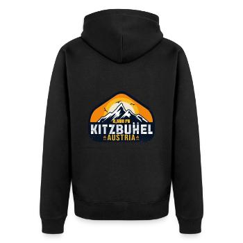 Kitzbühel Austria Retro Sunset Ski 80s - Unisex Premium Organic Zip Hoodie - black - Back - Nico (187cm)