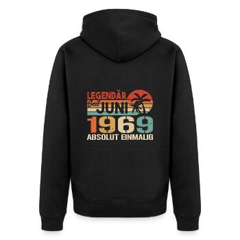 Legendär seit Juni 1969 - Geburtstag 1969 - Unisex Premium Bio Zip Hoodie - Schwarz - Hinten - Nico (187cm)