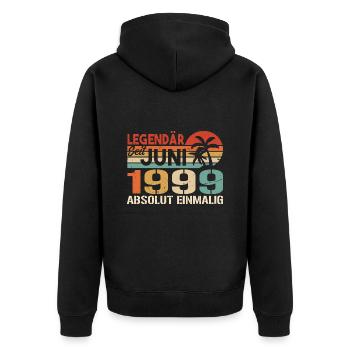Legendär seit Juni 1999 - Geburtstag 1999 - Unisex Premium Bio Zip Hoodie - Schwarz - Hinten - Nico (187cm)