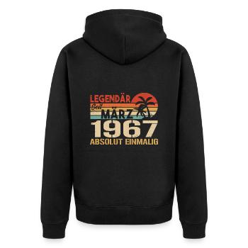 Légendaire depuis mars 1967 - absolument unique - Veste à capuche bio Premium Unisexe - noir - Dos - Nico (187cm)
