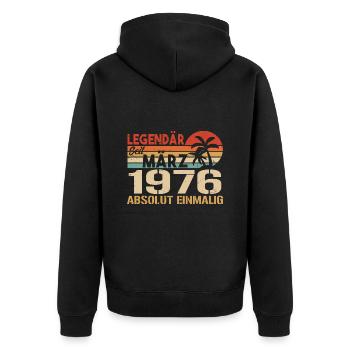 Legendary since March 1976 - absolutely unique - Unisex Premium Organic Zip Hoodie - black - Back - Nico (187cm)