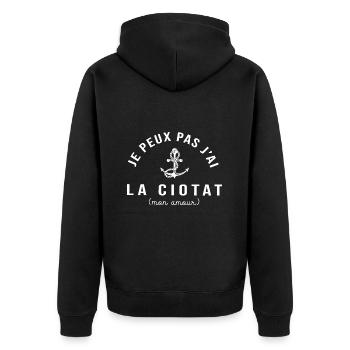 La Ciotat je peux pas jai La Ciotat cadeau cool 13 - Veste à capuche bio Premium Unisexe - noir - Dos - Nico (187cm)