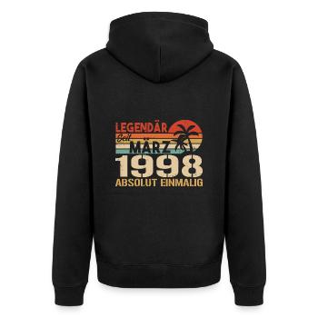 Legendary since March 1998 - absolutely unique - Unisex Premium Organic Zip Hoodie - black - Back - Nico (187cm)
