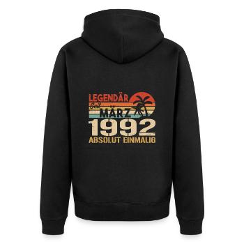 Legendary since March 1992 - absolutely unique - Unisex Premium Organic Zip Hoodie - black - Back - Nico (187cm)