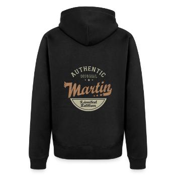 Martin cadeau Tshirt personnalisé prénom martin - Veste à capuche bio Premium Unisexe - noir - Dos - Nico (187cm)