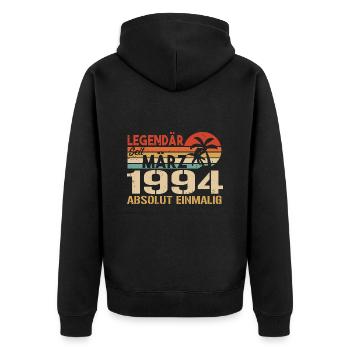 Legendary since March 1994 - absolutely unique - Unisex Premium Organic Zip Hoodie - black - Back - Nico (187cm)