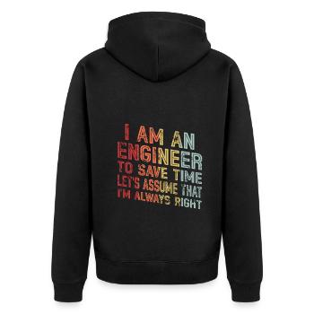 Je suis un ingénieur J’ai toujours raison - Veste à capuche bio Premium Unisexe - noir - Dos - Nico (187cm)
