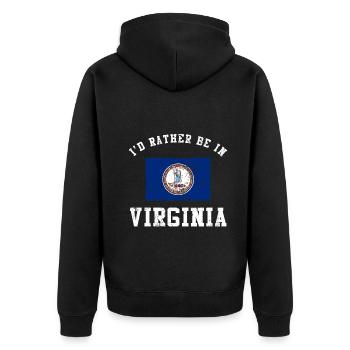Ich wäre lieber in Virginia - Unisex Premium Bio Zip Hoodie - Schwarz - Hinten - Nico (187cm)