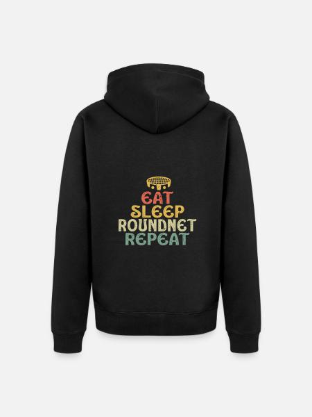 Eat Sleep Roundnet Repeat - Unisex Premium Organic Zip Hoodie - black