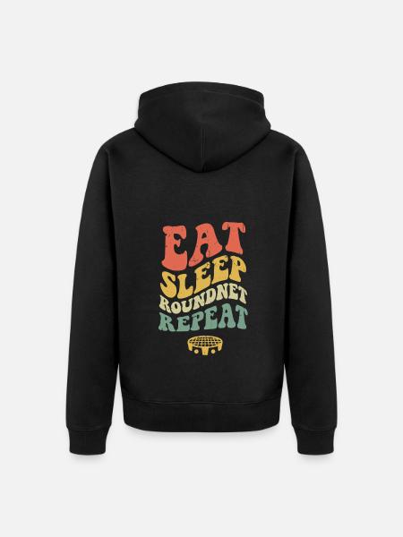 Eat Sleep Roundnet Repeat - Unisex Premium Organic Zip Hoodie - black