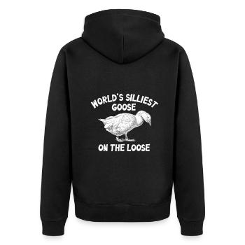 Worlds Silliest Goose On The Loose - Unisex Premium Organic Zip Hoodie - black - Back - Nico (187cm)