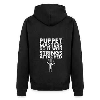 Puppenspiel Puppenspieler Puppen - Unisex Premium Bio Zip Hoodie - Schwarz - Hinten - Nico (187cm)
