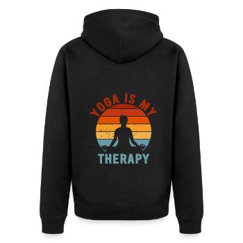 Yoga Is My Therapy - Unisex Premium Organic Zip Hoodie - black - Back - Nico (187cm)
