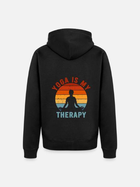Yoga Is My Therapy - Unisex Premium Organic Zip Hoodie - black