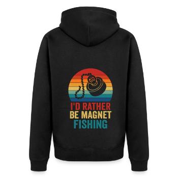 Neodymium Magnet Fishing Magnetic Fisher - Unisex Premium Organic Zip Hoodie - black - Back - Nico (187cm)
