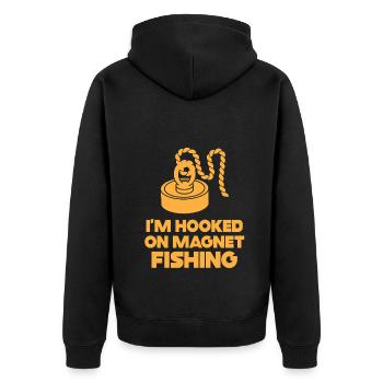 Neodymium Magnet Fishing Magnetic Fisher - Unisex Premium Organic Zip Hoodie - black - Back - Nico (187cm)