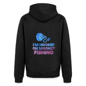 Neodymium Magnet Fishing Magnetic Fisher - Unisex Premium Organic Zip Hoodie - black - Back - Nico (187cm)