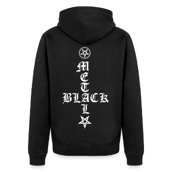 Black Metal - Cross Upside Down avec Pentagram - Veste à capuche bio Premium Unisexe - noir - Dos - Nico (187cm)