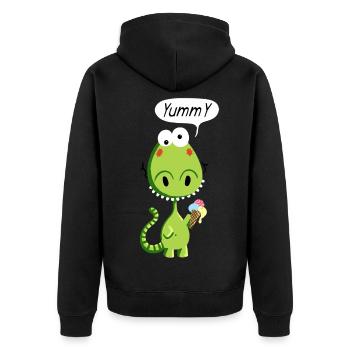 Yummy Drache - Unisex Premium Bio Zip Hoodie - Schwarz - Hinten - Nico (187cm)
