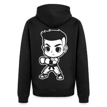 Kickboxeur de dessin animé - Veste à capuche bio Premium Unisexe - noir - Dos - Nico (187cm)