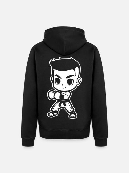 Cartoon Kickboxer - Unisex Premium Organic Zip Hoodie - black