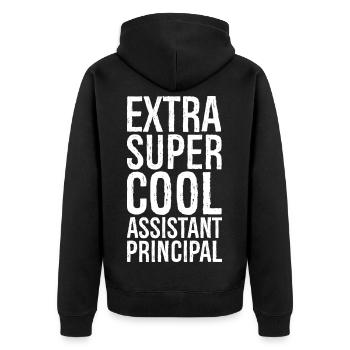 Extra Super Cool Assistant Principal - Unisex Premium Organic Zip Hoodie - black - Back - Nico (187cm)