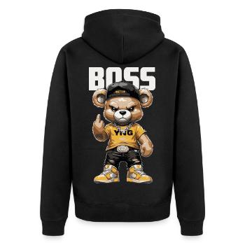 BAAS Bear - Streetwear Teddy Beer Design - Veste à capuche bio Premium Unisexe - noir - Dos - Nico (187cm)