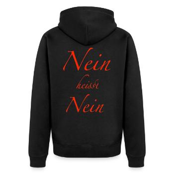 nein heisst nein - Unisex Premium Bio Zip Hoodie - Schwarz - Hinten - Nico (187cm)