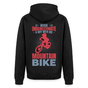 Ne sous-estimez jamais les amateurs de VTT - Veste à capuche bio Premium Unisexe - noir - Dos - Nico (187cm)