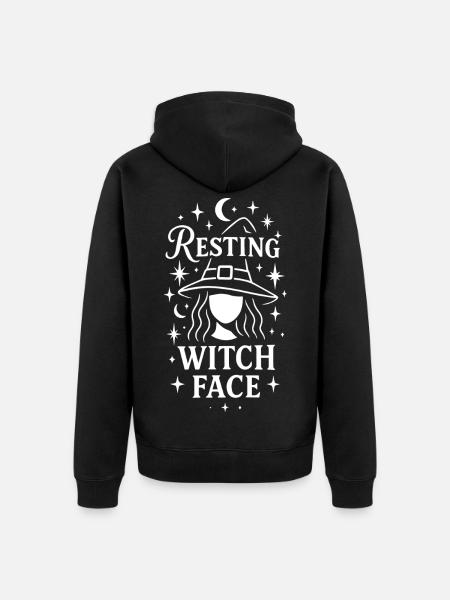 Resting Witch Face Halloween Costume Design - Unisex Premium Organic Zip Hoodie - black