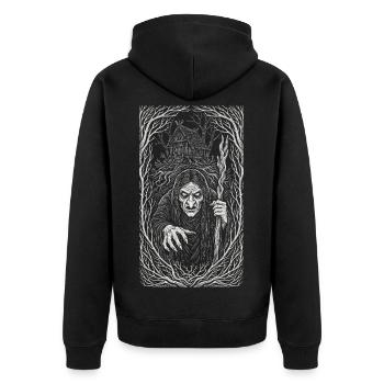 Baba Yaga Dunkle Slawische Hexenkunst - Unisex Premium Bio Zip Hoodie - Schwarz - Hinten - Nico (187cm)
