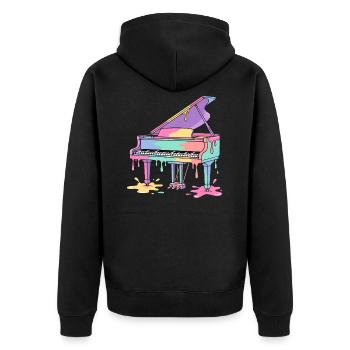 piano - Unisex Premium Organic Zip Hoodie - black - Back - Nico (187cm)