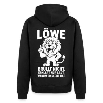 Sternzeichen Löwe Geschenk witzig Besserwisser  - Unisex Premium Bio Zip Hoodie - Schwarz - Hinten - Nico (187cm)