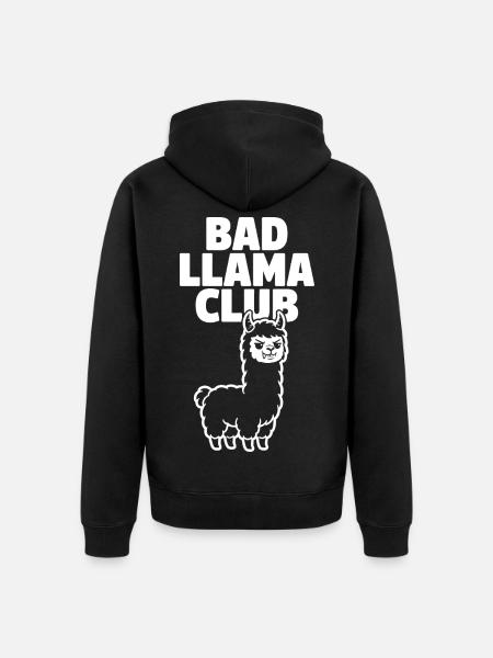 Bad Llama Club – Freches Lama - Unisex Premium Bio Zip Hoodie - Schwarz
