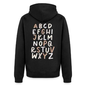Alphabet Letters - Unisex Premium Bio Zip Hoodie - Schwarz - Hinten - Nico (187cm)