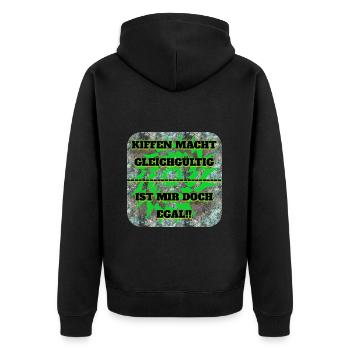 KIFFEN MACHT....!! - Unisex Premium Bio Zip Hoodie - Schwarz - Hinten - Nico (187cm)