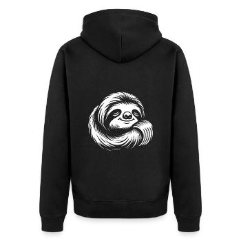 Süßes schläfriges Faultier immer mit der Ruhe - Unisex Premium Bio Zip Hoodie - Schwarz - Hinten - Nico (187cm)