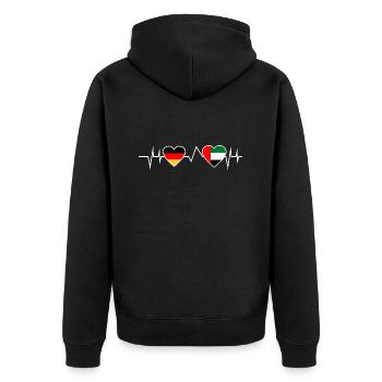 Germany Dubai Heartbeat Gift - Unisex Premium Organic Zip Hoodie - black - Back - Nico (187cm)