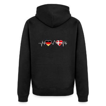 Däne Deutscher Heruschlag Deutschland Dänemark - Unisex Premium Bio Zip Hoodie - Schwarz - Hinten - Nico (187cm)