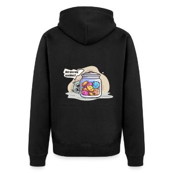Cat & Biscuits: A Perfect Duo - Unisex Premium Organic Zip Hoodie - black - Back - Nico (187cm)
