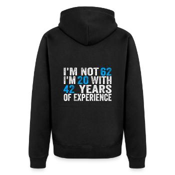 62 ans Anniversaire Drôle Idée d’anniversaire Humour 62 - Veste à capuche bio Premium Unisexe - noir - Dos - Nico (187cm)