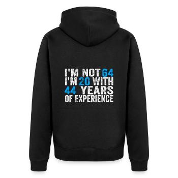 64 ans Anniversaire Drôle Idée d’anniversaire Humour 64 - Veste à capuche bio Premium Unisexe - noir - Dos - Nico (187cm)