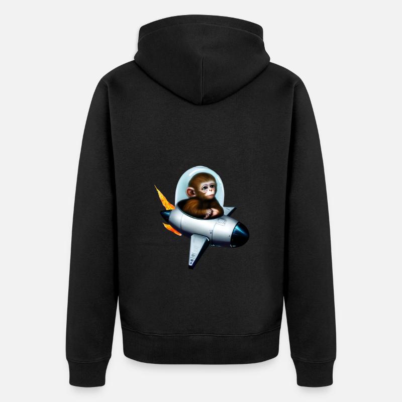 Astronaute Monkey Rocket Space - Veste à capuche bio Premium Unisexe - noir