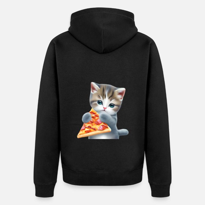 Pizza Katze - Unisex Premium Bio Zip Hoodie - Schwarz