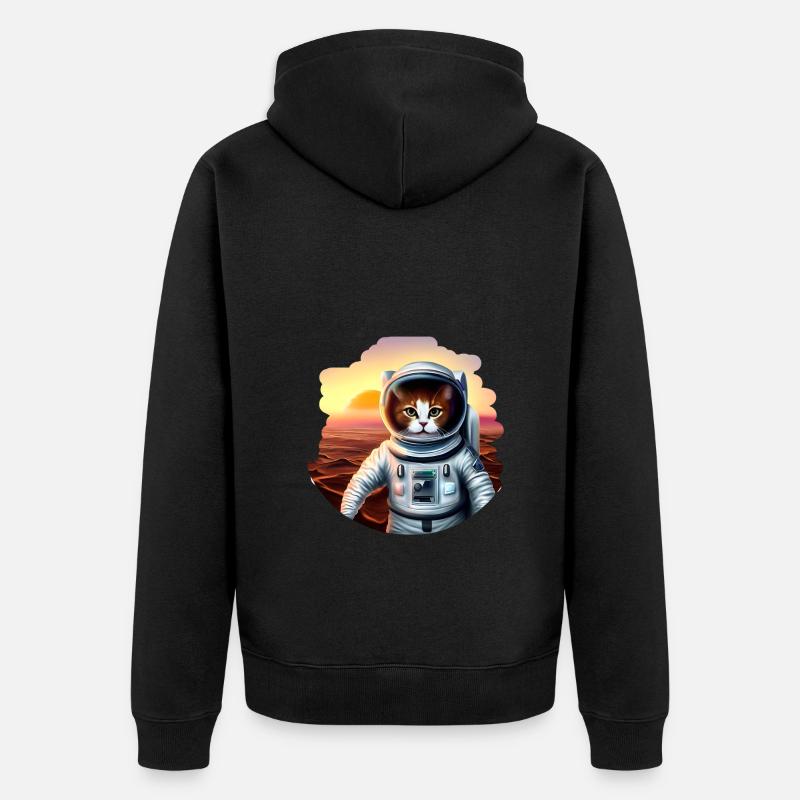 Chat astronaute sur Mars - Veste à capuche bio Premium Unisexe - noir