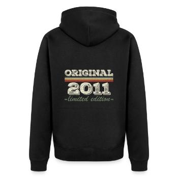Legend since 2011 Born 2011 Birthday 2011 - Unisex Premium Organic Zip Hoodie - black - Back - Nico (187cm)
