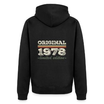 Legende seit 1978 Geboren 1978 Geburtstag 1978 - Unisex Premium Bio Zip Hoodie - Schwarz - Hinten - Nico (187cm)